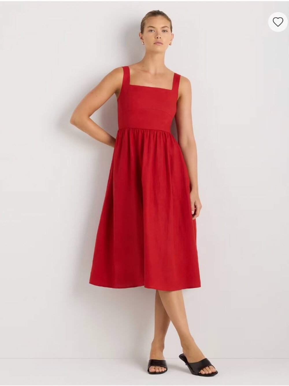 Quince Red Square-Neck Midi Dress